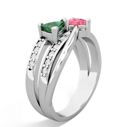 Lab Emerald Bowtie 14K White Gold ring R2360