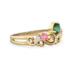 Lab Emerald Crown Keepsake 14K Yellow Gold ring R5740