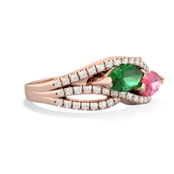 Lab Emerald Diamond Rivers 14K Rose Gold ring R3070