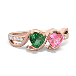 Lab Emerald Side By Side 14K Rose Gold ring R3090