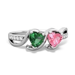 Lab Emerald Side By Side 14K White Gold ring R3090