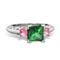 Lab Emerald Eternal Embrace Engagement 14K White Gold ring C2001