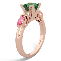 Lab Emerald 6Mm Princess Eternal Embrace Engagement 14K Rose Gold ring C2002