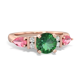 Lab Emerald 6Mm Round Eternal Embrace Engagement 14K Rose Gold ring R2005