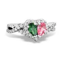 Lab Emerald Diamond Twist 'One Heart' 14K White Gold ring R2640HRT