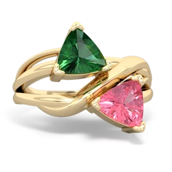 Lab Emerald Split Band Swirl 14K Yellow Gold ring R2341