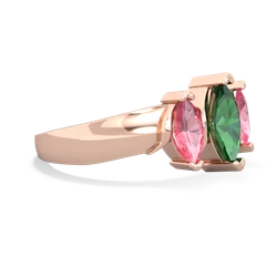 Lab Emerald Three Peeks 14K Rose Gold ring R2433