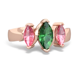 Lab Emerald Three Peeks 14K Rose Gold ring R2433