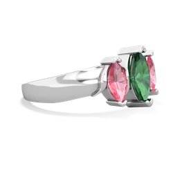 Lab Emerald Three Peeks 14K White Gold ring R2433