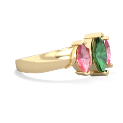 Lab Emerald Three Peeks 14K Yellow Gold ring R2433