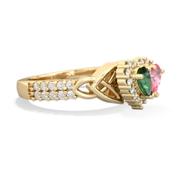 Lab Emerald Celtic Knot Two Hearts As One 14K Yellow Gold ring R2644HRT
