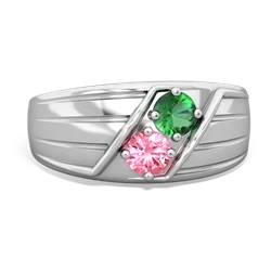 Lab Emerald Men's Streamline 14K White Gold ring R0460