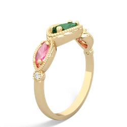 Lab Emerald Milgrain Marquise 14K Yellow Gold ring R5700