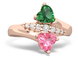 Lab Emerald Heart To Heart 14K Rose Gold ring R2064