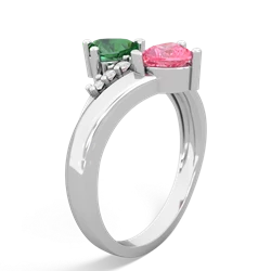 Lab Emerald Heart To Heart 14K White Gold ring R2064