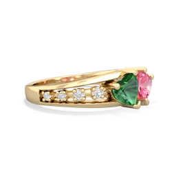 Lab Emerald Heart To Heart 14K Yellow Gold ring R3342