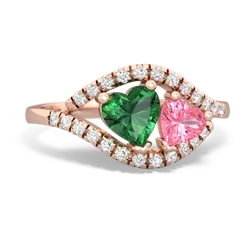 Lab Emerald Mother And Child 14K Rose Gold ring R3010