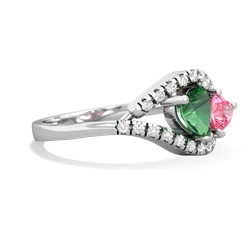 Lab Emerald Mother And Child 14K White Gold ring R3010