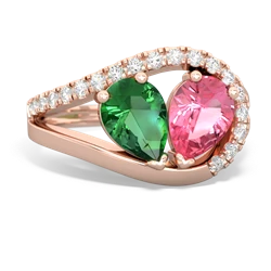 Lab Emerald Nestled Heart Keepsake 14K Rose Gold ring R5650