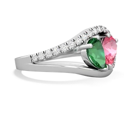 Lab Emerald Nestled Heart Keepsake 14K White Gold ring R5650