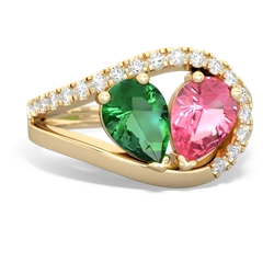 Lab Emerald Nestled Heart Keepsake 14K Yellow Gold ring R5650