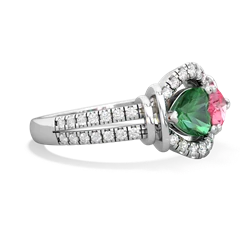 Lab Emerald Art-Deco Keepsake 14K White Gold ring R5630