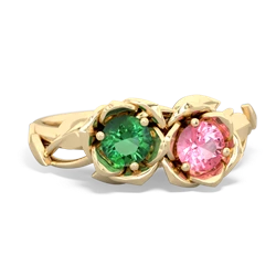 Lab Emerald Rose Garden 14K Yellow Gold ring R5510