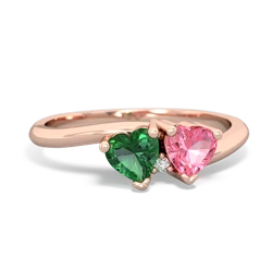 Lab Emerald Sweethearts 14K Rose Gold ring R5260