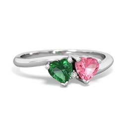 Lab Emerald Sweethearts 14K White Gold ring R5260