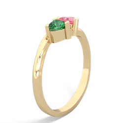 Lab Emerald Sweethearts 14K Yellow Gold ring R5260