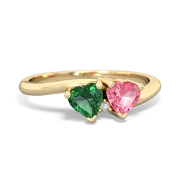 Lab Emerald Sweethearts 14K Yellow Gold ring R5260