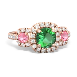 Lab Emerald Regal Halo 14K Rose Gold ring R5350