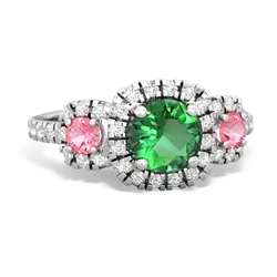 Lab Emerald Regal Halo 14K White Gold ring R5350