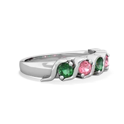 Lab Emerald Anniversary Band 14K White Gold ring R2089