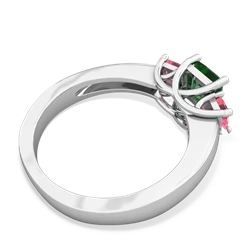 Lab Emerald Three Stone Trellis 14K White Gold ring R4015