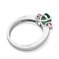 Lab Emerald Three Stone Oval Trellis 14K White Gold ring R4024