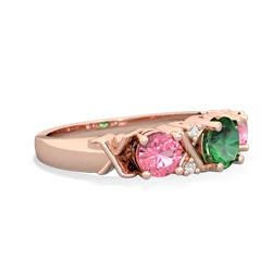 Lab Emerald Hugs And Kisses 14K Rose Gold ring R5016