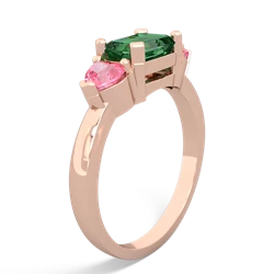 Lab Emerald Three Stone 14K Rose Gold ring R5235