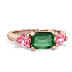 Lab Emerald Three Stone 14K Rose Gold ring R5235