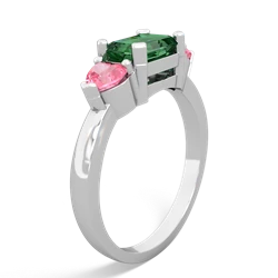 Lab Emerald Three Stone 14K White Gold ring R5235