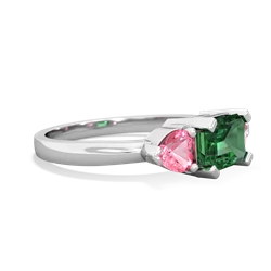 Lab Emerald Three Stone 14K White Gold ring R5235