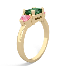 Lab Emerald Three Stone 14K Yellow Gold ring R5235