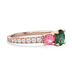 Lab Emerald Pave Trellis 14K Rose Gold ring R5500