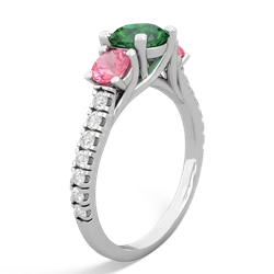 Lab Emerald Pave Trellis 14K White Gold ring R5500