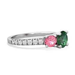 Lab Emerald Pave Trellis 14K White Gold ring R5500