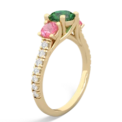 Lab Emerald Pave Trellis 14K Yellow Gold ring R5500