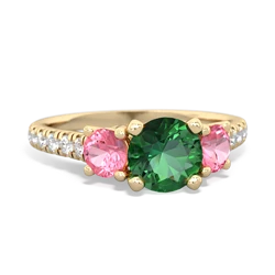 Lab Emerald Pave Trellis 14K Yellow Gold ring R5500