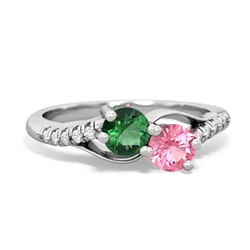 Lab Emerald Infinity Pave Two Stone 14K White Gold ring R5285