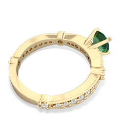 Lab Emerald Milgrain Antique Style 14K Yellow Gold ring R26296RD