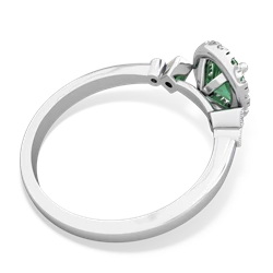 Lab Emerald Antique-Style Halo 14K White Gold ring R5720